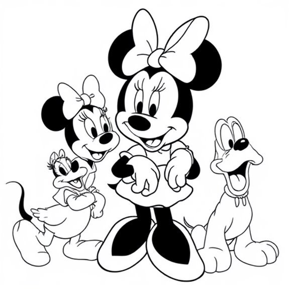 Minnie Enjoys Time Together Coloring Pages Minnie Enjoys Time Together Coloring Pages